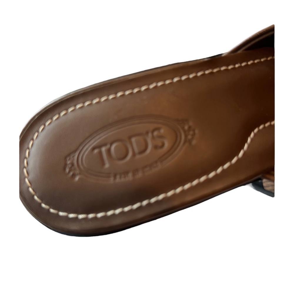 TOD’S vintage turquoise, brown and white leather slide, size 8 1/2 - Picture 7 of 11